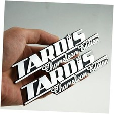 Pair Set Tardis Chameleon Edition Emblem Dr Who Car 3D Badges Silver Black