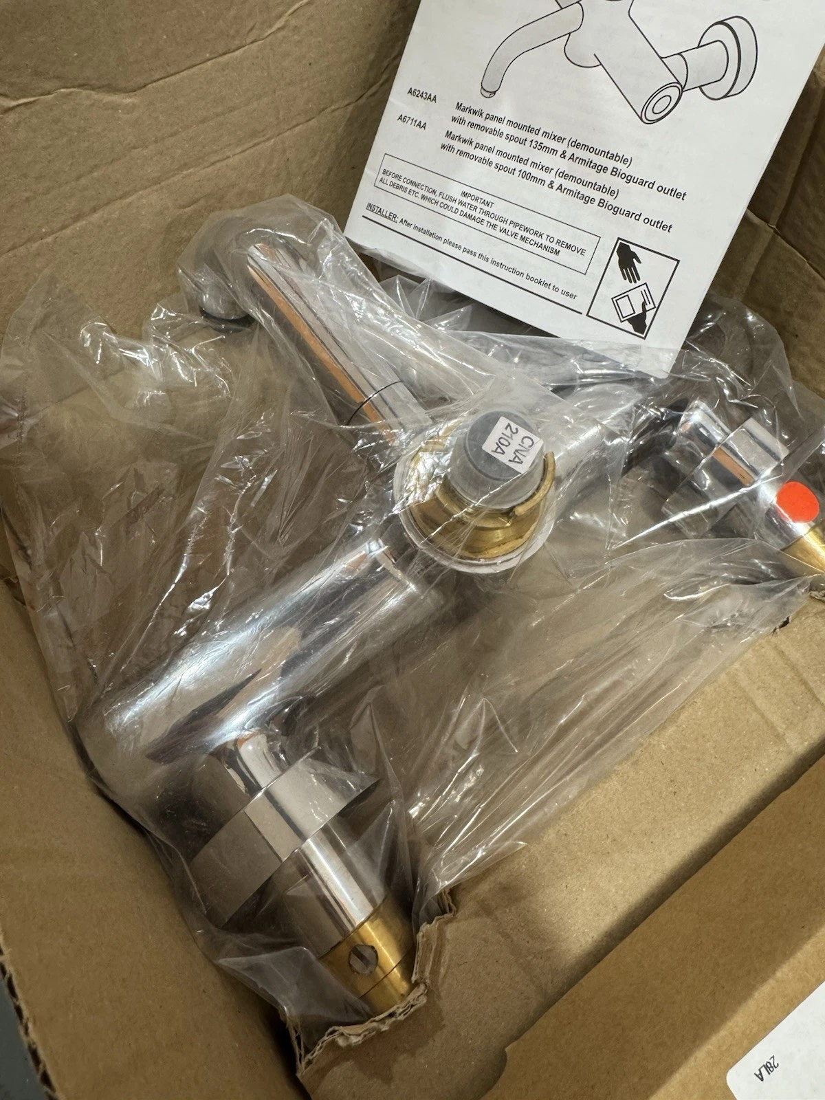 Armitage Shanks Markwik Panel Mount Mixer Tap Single Lever A6243AA Brand New 6