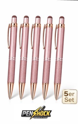 5er Set Stylus Kugelschreiber Metall Roségold - Touchpen für Handy Tablet iPad