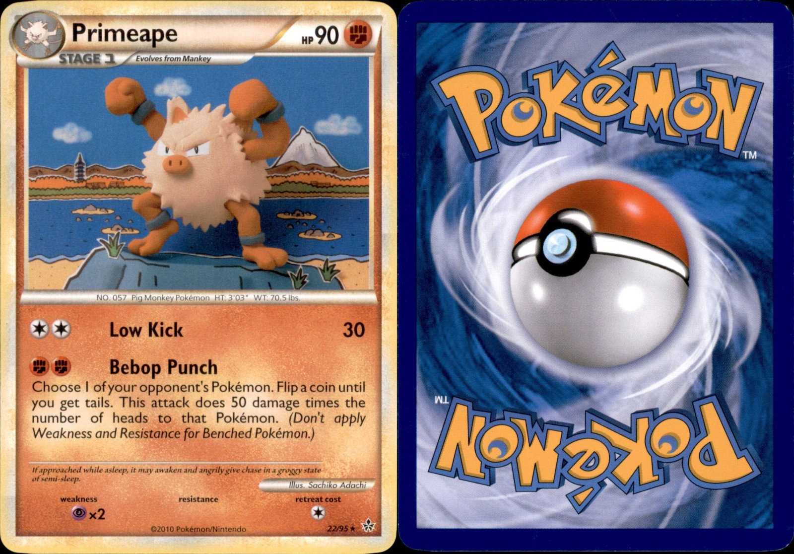 Primeape Normal 22/95 2010 Fighting LP Unleashed Rare