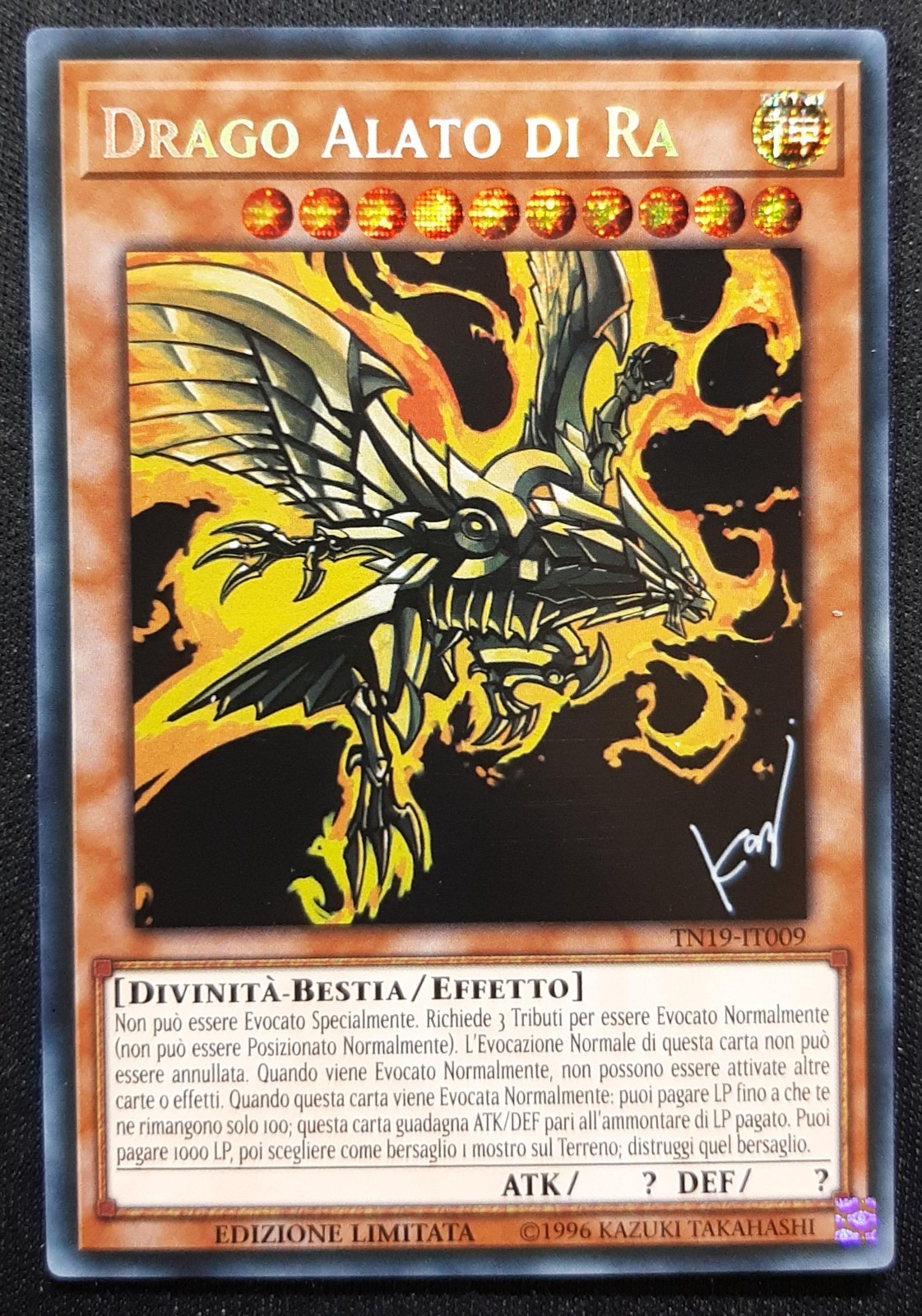DRAGO ALATO DI RA Rara Segreta Prismatica in Italiano TN19-IT009 YUGIOH