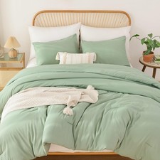 ROSGONIA King Size Sage Green Comforter Set - 3 Piece Bedding Set with Boho S...