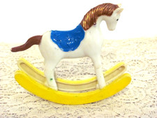 KID KORE 1995 Plastic Toy Rocking Horse, White with Blue Saddle