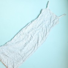 Vintage 80s Gunne Sax Jessica McLintock Blue Lace Silver Glitter Gown Cinderella