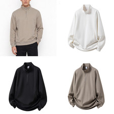 Men's Mock Neck Sweatshirts Quarter Zip Pullover Tops Lightweight Sweat Shirts