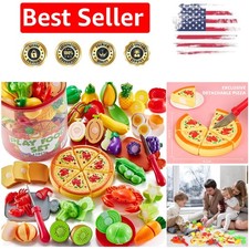 Multicolor 67-Piece Pretend Food Set with Safe Kitchen Accessories for Toddlers