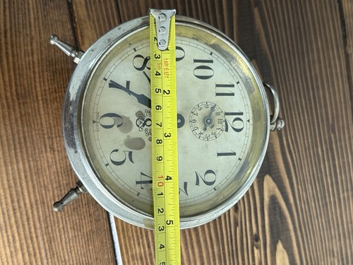 1920s Antique Nickel Ingraham Ward's Old Reliable Alarm Clock - Picture 4 of 4
