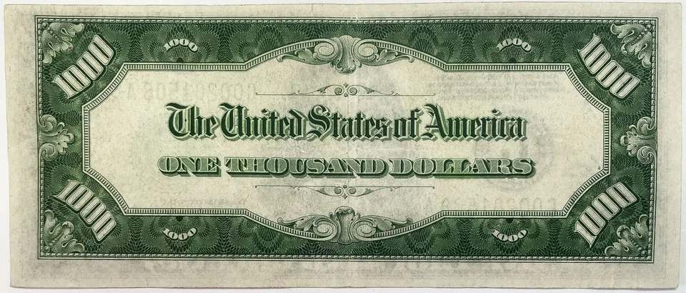 1934 A $1000 CHICAGO FEDERAL RESERVE GA BLOCK CIRC NOTE FR#2212-G - Image 2 of 2