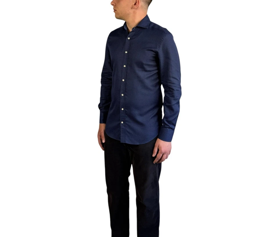 Camisa Hackett Mayfair Para Hombre Mejor Algodón Manga Larga Blusa Azul Talla M Foto 2 de 4