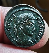 Antike r&ouml;mische M&uuml;nze, wundersch&ouml;ner Follis von Crispus (B3)