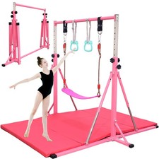 Foldable Gymnastics Bar,5FT Horizontal bar,Adjustable Kids Training bar for K...