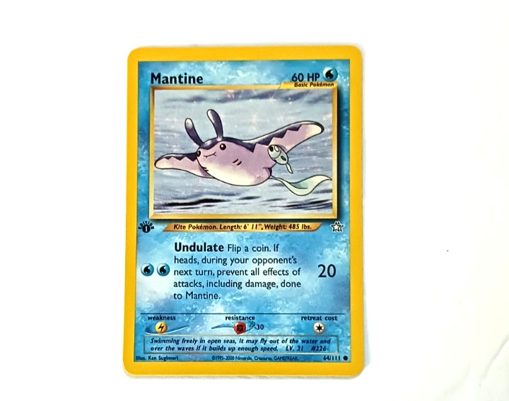 2000 Vintage Pokémon Neo Genesis 1st Edition Card 64 Mantine NM Condition
