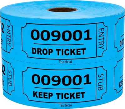 500 Raffle Tickets Blue Double Roll Jumbo Ticket Event Entry Fundraiser Prize