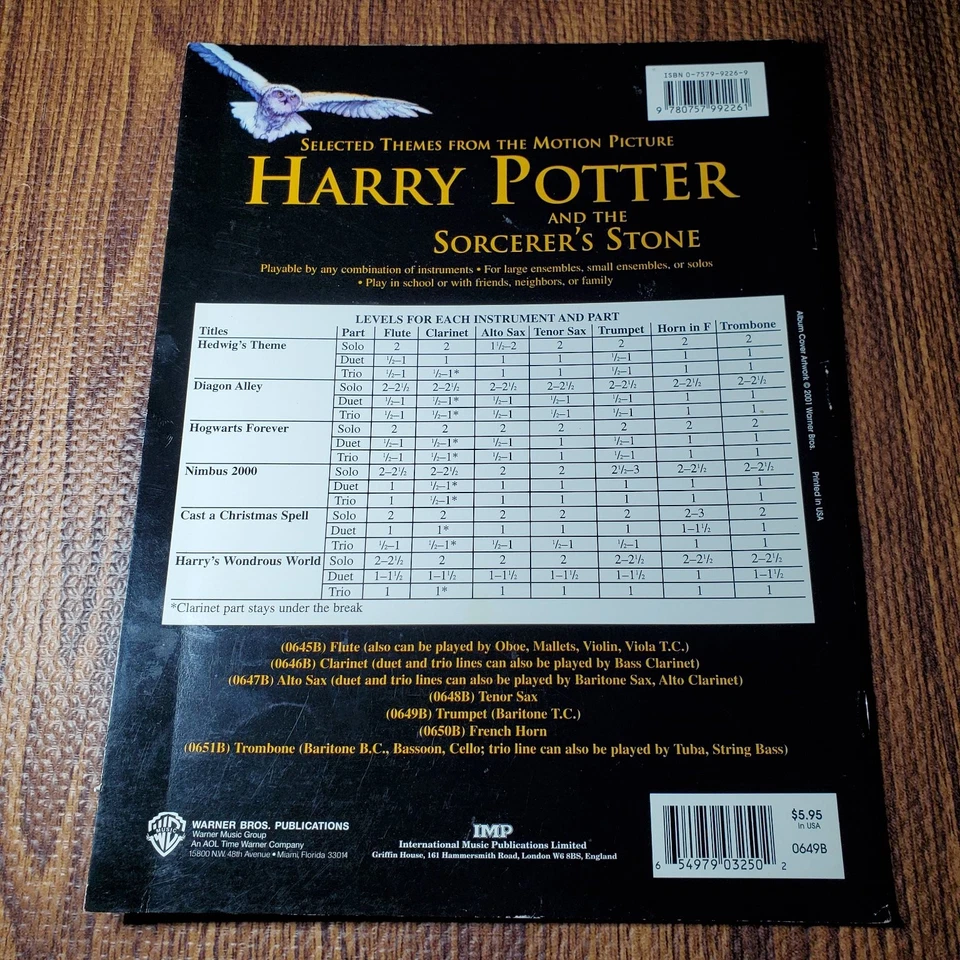 Harry Potter Piedra Filosofal Selecciones Vocales Trompeta Solo Dúo Trío Foto 2 de 4