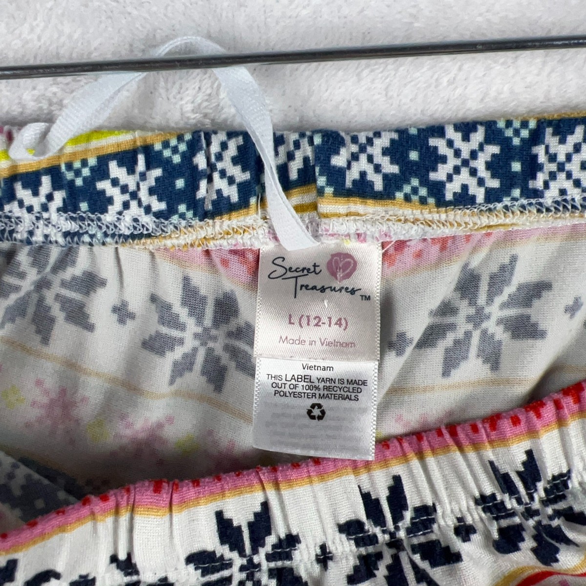 Secret Treasures Pajama Pants Womens Large Multicolor Fair Isle Snowflake Jogger View 6