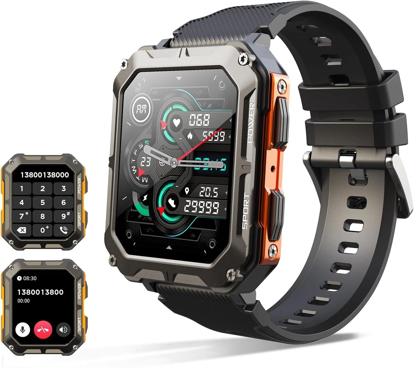 Military Smart Watch for Men (Call Receive/Dial) Rugged Tactical Fitness Tracker