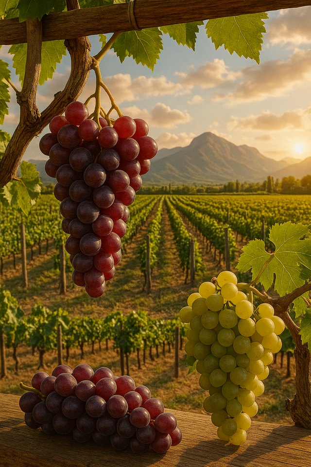 Georgian vineyards & mountains — origin of Churchkhela