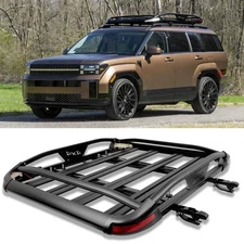 50" Roof Rack Cargo Basket Carrier Cross Bars w/ LED Lights For Hyundai Santa Fe