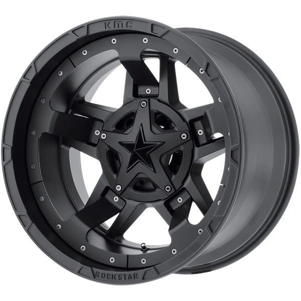 (4) XD Series XD827 Rockstar 3 17x9 5x4.5"/5x5" -12mm Matte Black Wheels Rims Foto 4 de 4