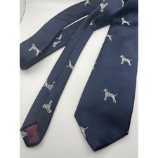 Chippmunk Creations Navy Blue Dalmatian Dog Embroidered Silk Tie Made in USA