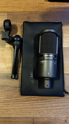 Audio-Technica AT2020USB+ Black USB Cardioid Mic w/ Desk Stand, Pouch