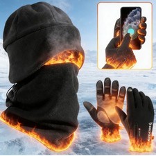 Touchscreen Ski Gloves Scarf Hat Set - Windproof Cycling Gear for Outdoor Winter