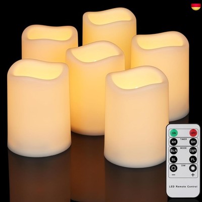 6 Waterproof LED Candles Outdoor with Timer Remote Control Flickering Flameless