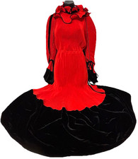 TORY BURCH NWT Pleated Ruffle Dress Red Black Size:8 Retail: $998 Valentines Day