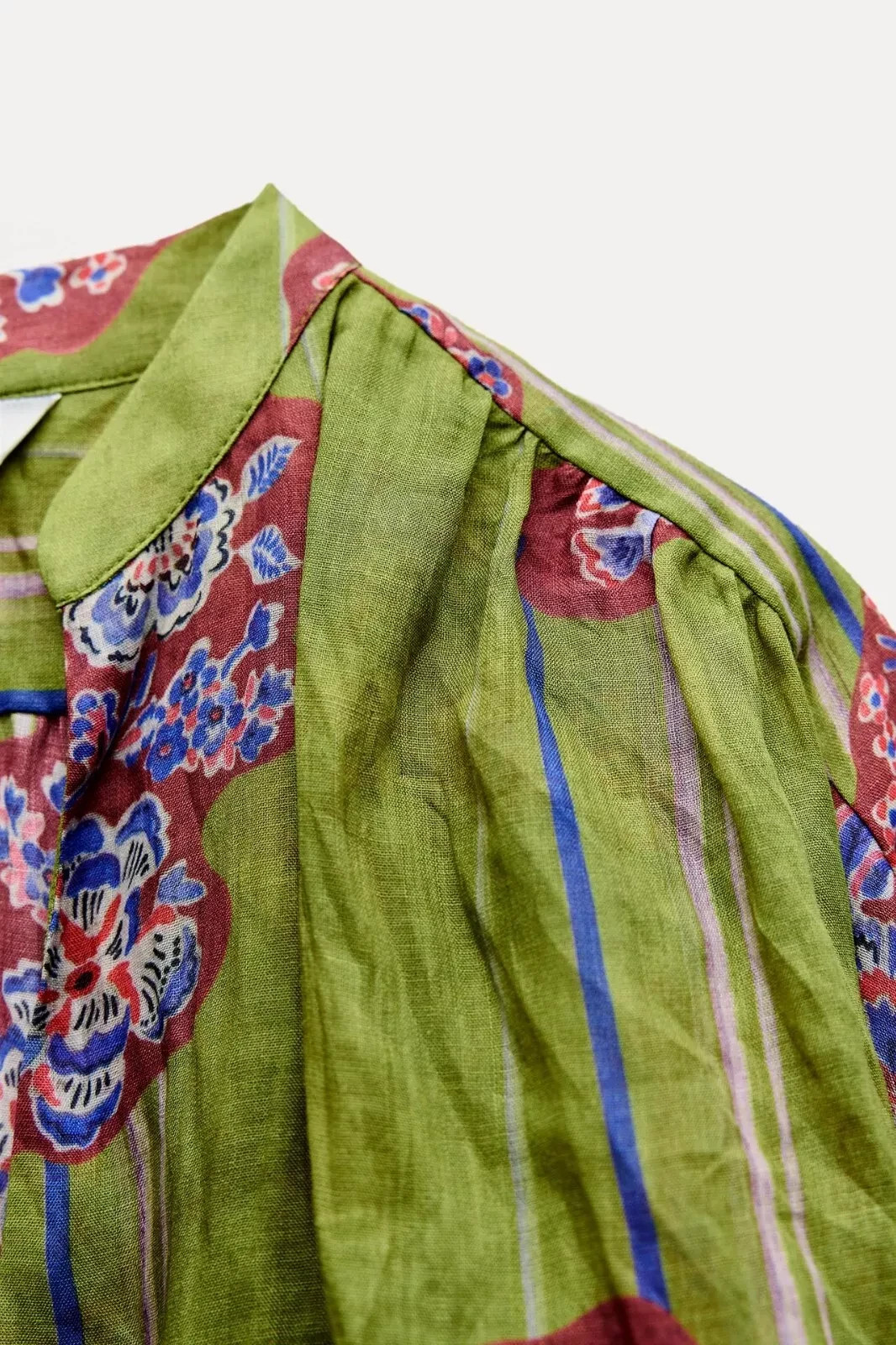 ZARA ZW COLLECTION  OVERSIZE PRINTED RAMIE BLOUSE ~ XSmall image 10