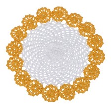 1Pcs Crochet Handmade Doilies 8.2" Placemats Lace Coasters White, Light Yellow