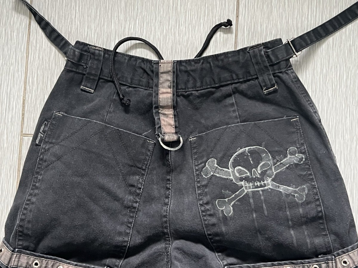 Criminal Damage Wide Leg Rave Skater Denim Y2k Jeans 28 Vtg Black