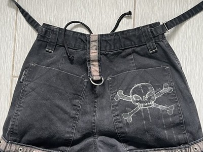 Criminal Damage Wide Leg Rave Skater Denim Y2k Jeans 28 Vtg Black