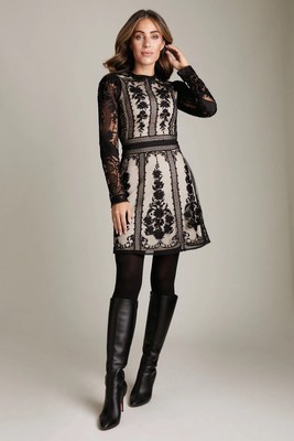 Karen Millen Lydia Millen Placed Contrasting Embroidery Mini Dress