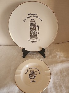2 PC;ASHTRAY & PLATE Commemorating 10th Anniversary Milwaukee Jim Beam Club 1979