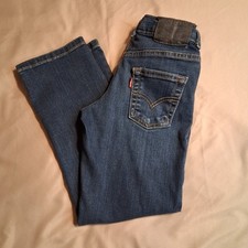 Levi's 511 Boys Straight Blue Denim Jeans Adjustable Waist Pockets 7 Slim