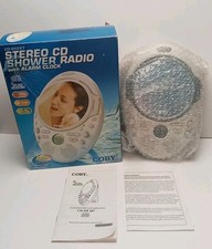 Coby Stereo CD Shower Radio w/ Alarm Clock Mirror NEW BOX OPENED RARE CD-SH287