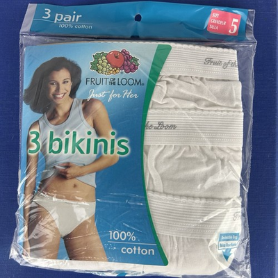 #ad NOS Vintage Y2K Fruit Of The Loom Bikini Panties Underwear Sz 5 Cotton 3 pack $29.99