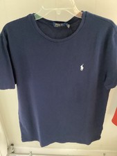 Polo RL mens cotton pique crew tee blue size M