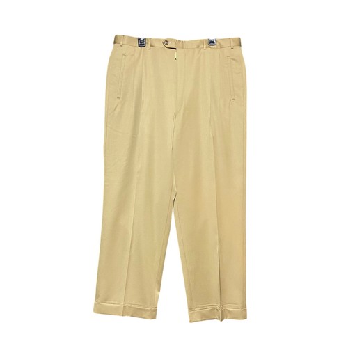 Corneliani, Corneliani Mens Tan Virgin Wool Pleated Cuffed Dress Pants Made in Italy W40 R