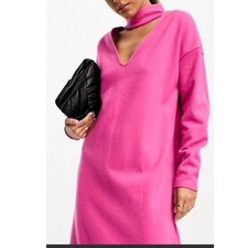 ASOS DESIGN Maxi Dress Women's 14 Deep V-Neck Choker Detail Pink