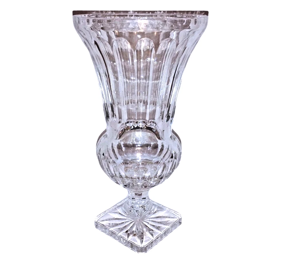 Impresionante urna Campania acanalada de cristal de plomo pesado de 15" a la manera de Wm Yeoward Foto 3 de 4