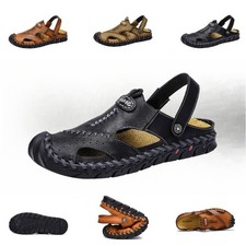 Genuine Leather Men's Sandals Soft Comfor Slippers Outdoor Beach Plus Size