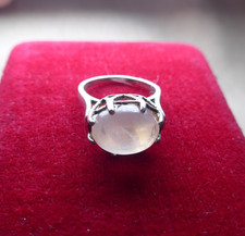 vtg Pink Rose Quartz Sterling Silver 925 Cocktail Ring Size 8