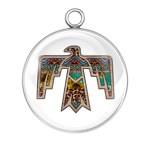 Thunderbird Native Art Glass Cabochon Charms – Tribal Spirit Jewelry Pendants - Picture 19 of 22