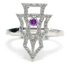 1CT Amethyst  White Topaz 925 Solid Sterling Silver Ring Sz 6 UB4-5