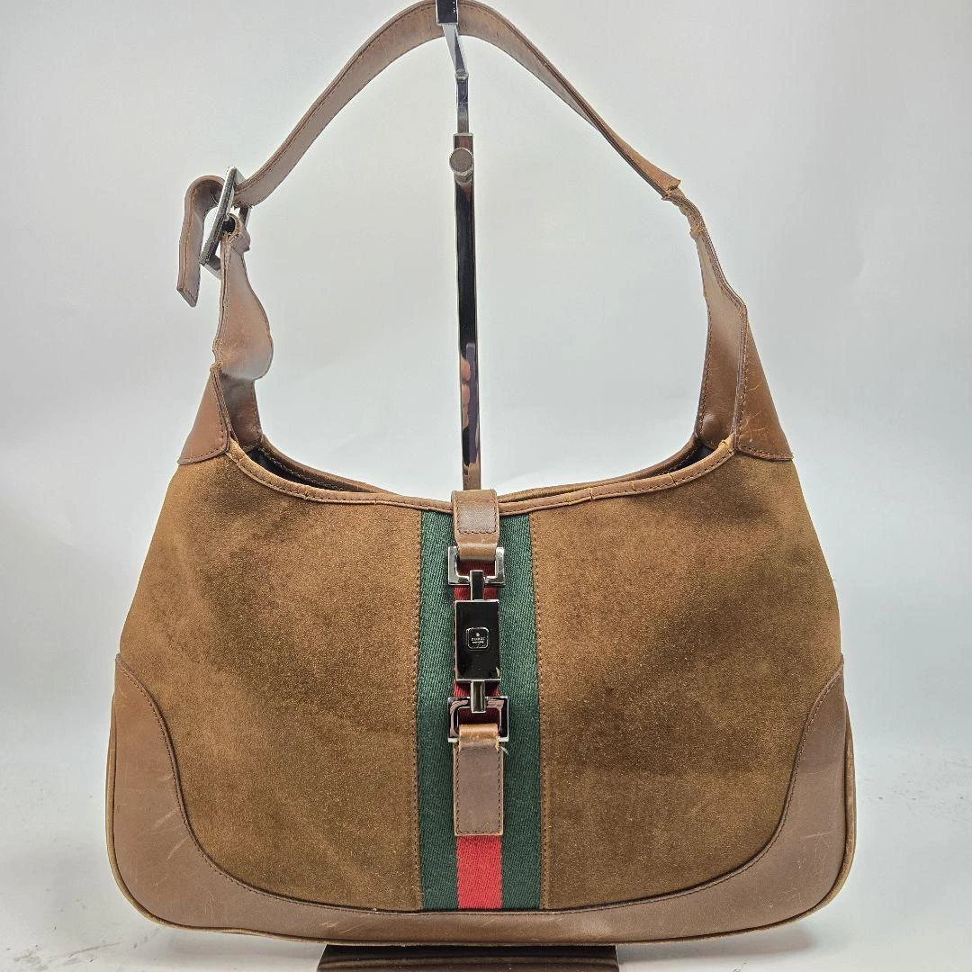 Sac à main Gucci cuir daim authentique marron rouge vert moyen femme du Japon