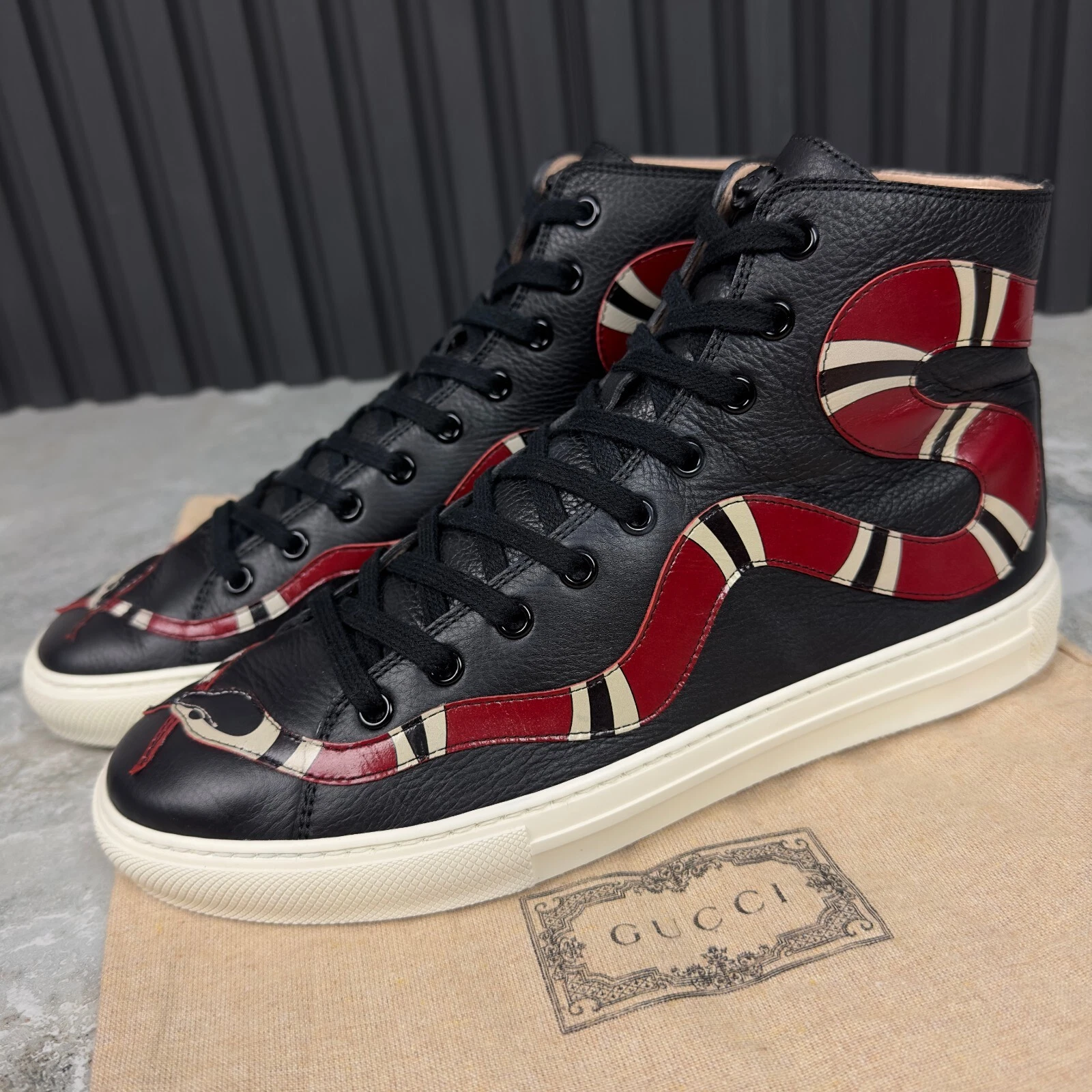 Baskets montantes Gucci Major Snake cuir noir 9 US ou
