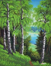 Bead Embroidery Kit DIY Craft Kit Stamped Bead Needlepoint Forest a3 139