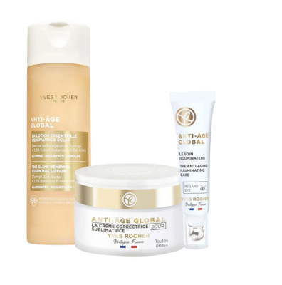 Yves Rocher Anti-Age Global Radiance Lotion Tagespflege Gesicht Augencreme 3e...