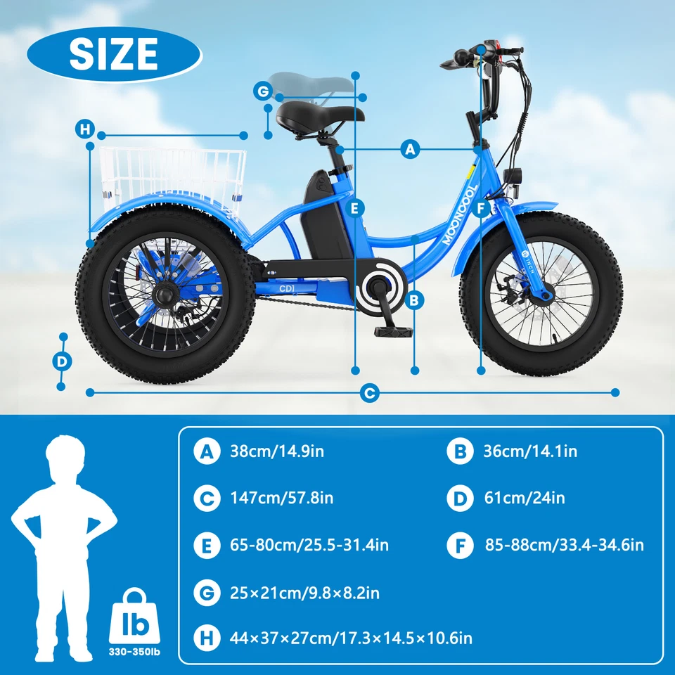 NAIZEA 16 inch Electric Tricycle for Kids Ages 6-16 Years Old Step-Thru Etrike - Image 2 of 4